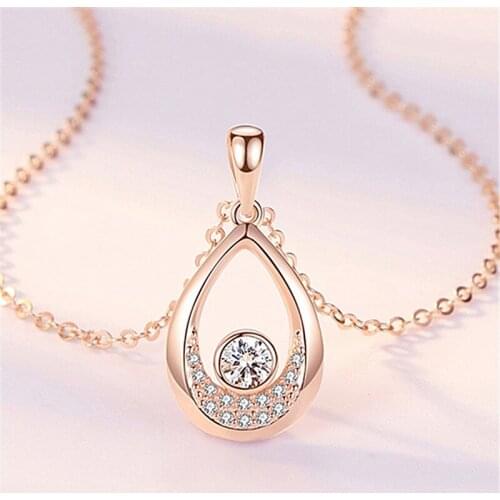 925 Sterling Silver Necklace Fashion Dazzling Micro CZ Water Drop Pendant Chain Jewelry For Women Gift Clavicle Necklaces