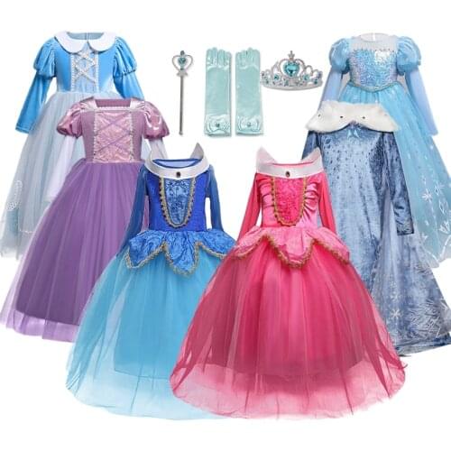 Halloween Cosplay Beauty Girls Dress Long Sleeve Princess Dresses Carnival Dress Birthday Party Dress Up Clothes