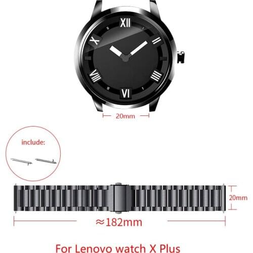 20mm stainless steel strap For Lenovo watch X Plus replacement strap folding Buckle Metal Watch Band Link Bracelet Watchband