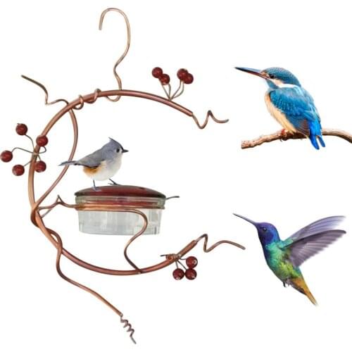 Garden Courtyard Bird Feeder Courtyard Tree Hanging Red Berries Hummingbird Feeder Garden Decoration Outdoor Feed The Birds