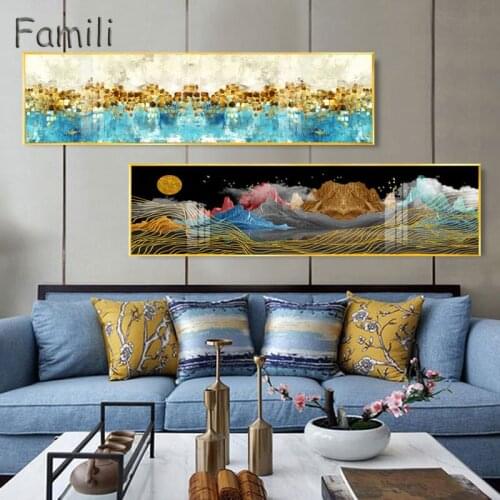 Modern Living Room Wall Decor golden Painting Colorful Prints Picture For Bedroom Bedside Canvas Art No Frame
