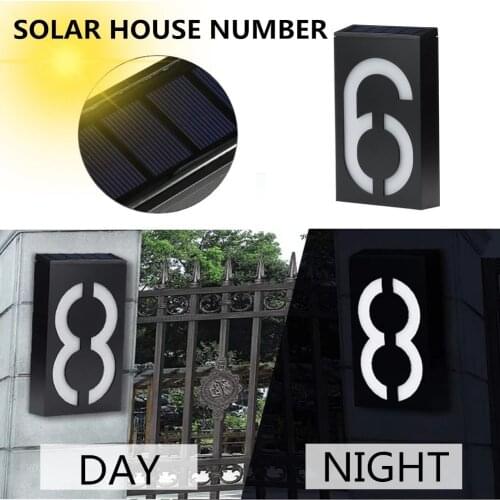 Solar LED Light House Number Lamp Outdoor Doorplate Address Door Number Waterproof With Solar Rechargeable Battery