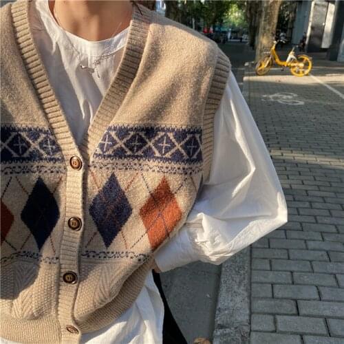 New Loose Sleeveless Sweater Spring Autumn Women Vest Sweaters Knitting Vest Joker Knitted Vest Wool Oversize Girls Pullover