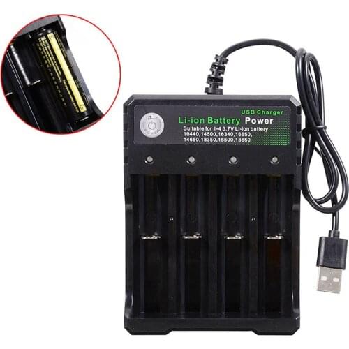 Mini 4-slot 3.7V Li-ion Battery Fast Charger USB DC 5V/1-2A for AA AAA 14500/16340/16650/14650/18350/18500 lithium Batteries