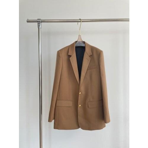 2021FW Autumn High Quality Women Wool Blazer Female Brown OL Jacket Coat Ladies Chic Overcoat Ddxgz2 9.04