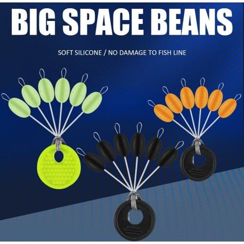 10 Group Space Beans 60pcs Set Silica Gel Stopper Lake Sea Fishing Line Space Beans Floats Outdoor Fishing Tool