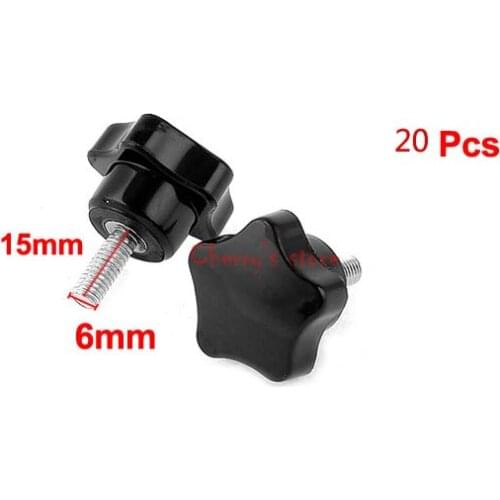 32mm Dia Pentangle Head 6mm Thread Diameter Black Clamping Knob 20 Pcs