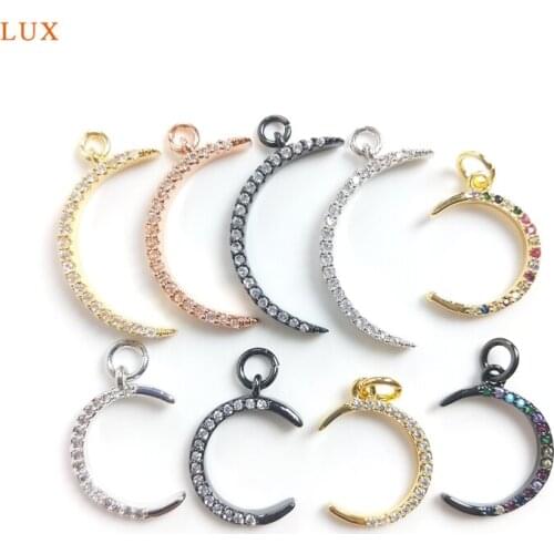 5pcs CZ Crescent Pendant Cubic Zirconia Crescent Crescent Moon Charm Gold Silver Rose Gold Pendant Necklaces For Women Jewelry