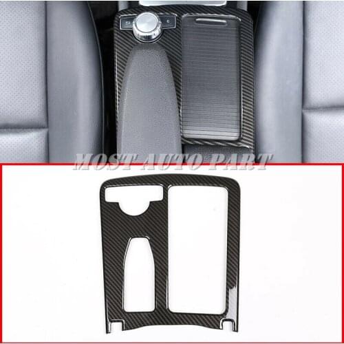 ABS Plastic Carbon Fiber Look Interior Central Console Cup Holder Frame Trim For Mercedes Benz C Class W204 2008-2014 1pcs LHD
