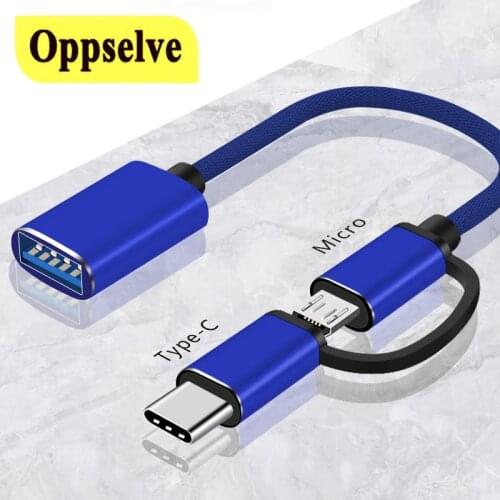 2 In 1 USB OTG Adapter Type C Micro USB To USB Interface Converter For Cellphone Charging Cable Line For Huawei Xiaomi Samsung