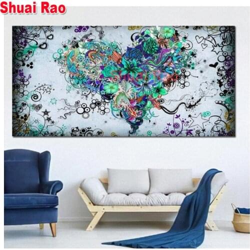 Hearts Flowers diamond painting cross stitch full square diamond mosaic 5d puzzle diamond embroidery for living room wall decor