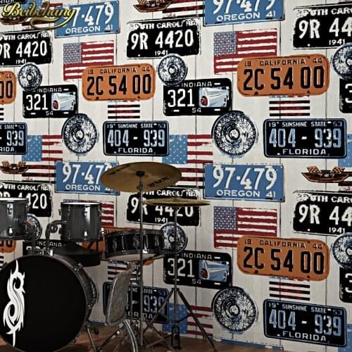 Beibehang American retro nostalgic wallpaper personality graffiti Internet bar bar background wall KTV vinyl flooring wall paper