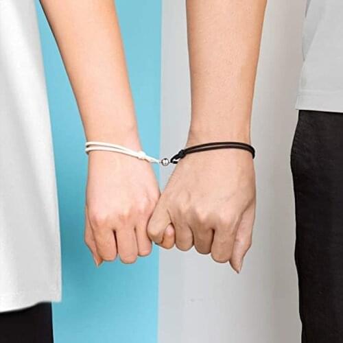 Hot Magnet Bracelet Couple Hand-Matched Bracelet Adjustable Rope Unlimited Love Bracelet Lucky Black And White Gift