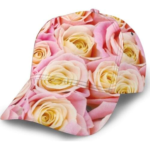 Bunch Of Pink Yellow Bicolored Rose Flowers Outdoor Sport Caps Baseball Hat Men Women Visor Cap Baseball Cap Street Hip Hop Caps