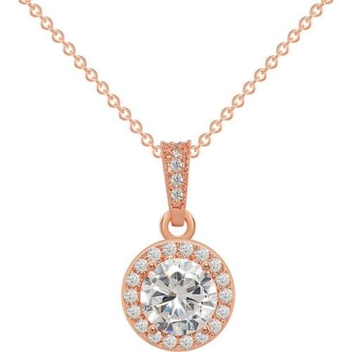 18K Gold Tassel Chain Shiny Diamond Pendant Simple Romantic round Silver Four-Claw round Diamond Necklace