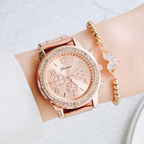 Diamond Women Luxury Brand Watch Elegant Ladies Watches Gold Clock Wrist Watches For Women Relogio mujer Dropshipping