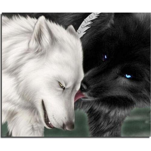 Black And White Wolf 70x85cm 3D DIY Diamond Painting Set Diamond Embroidery Rhinestones Cross Stitch Resin Craft Home Decor
