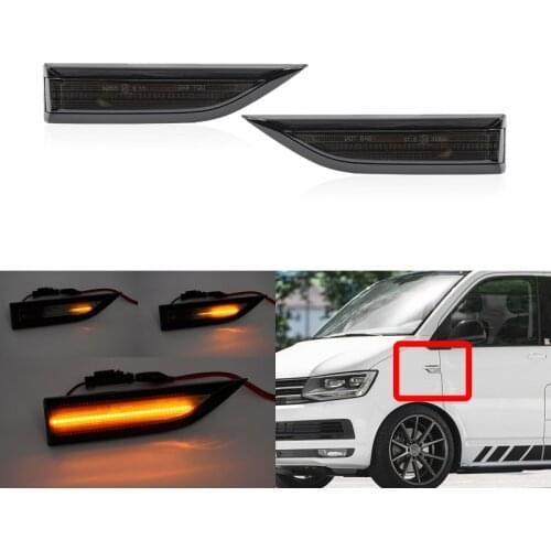 Smoked Lens Dynamic Amber Front Led Side Marker Lights For VW Transporter T6 2015-2020 OEM: 7E0949101A 7E0949102A