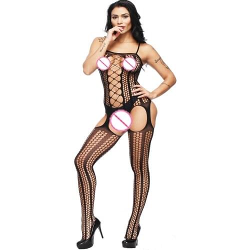 Erotic Bodystockings Bodysuits Lingerie Mesh Teddies Open Crotch Elasticity Waistcoat Bodysuit Latex Catsuit Stock