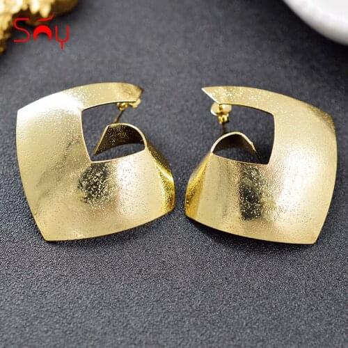 Sunny Jewelry Classic Jewelry Big Square Earrings For Women Stud Earrings Copper Jewelry For Party Wedding Gift Jewelry Findings