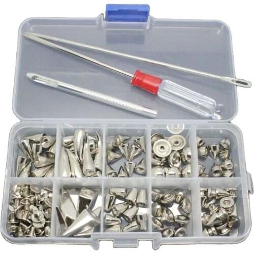 85Pcs 9Sizes Kit Box Silver Spikes Garment Rivet Studs Screw Back For Bag Hat Belt Leather Craft Diy Decoration Accessories