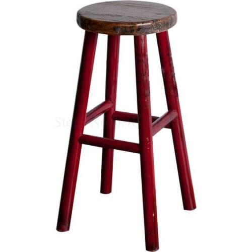 Nordic Retro Soft Style Solid Wood Bar Chair Creative High Chair European Bar Chair Simple High Chair