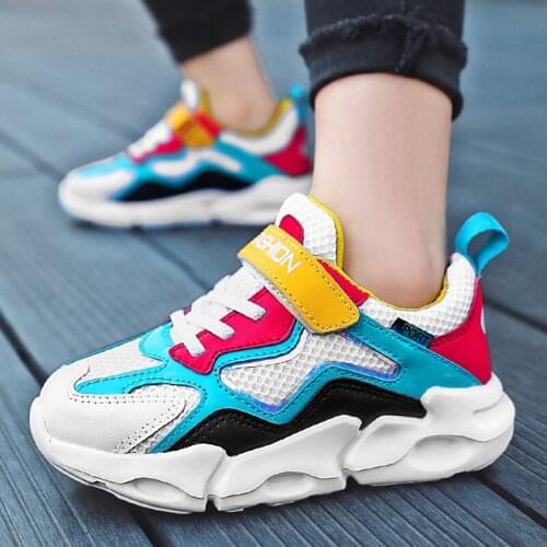 Fashion Kids Running Sneakers Boys Hook&loop Sports Shoes Children Breathable Mesh Tenis Sneakers Girls Lightweight 2021 New