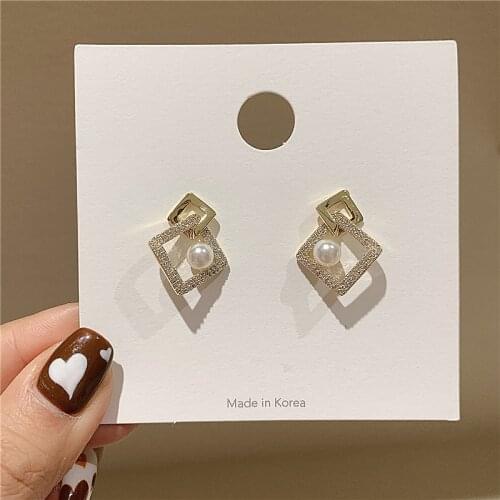 Zeojrlly Trendy Women Dangle Earrings Korea Simple Square Geometry Earrings New Fashion Female For Girl Jewelry