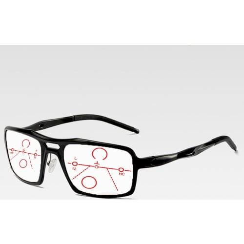 Double Bridge Al-mg Alloy Men Ultralight Progressive multifocal Reading Glasses +0.75 +1 +1.25 +1.5 +1.75 +2 +2.25 +2.5 To +4