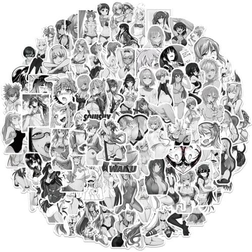 10/30/50pcs/Set Black and white Sexy beauty Cartoon Sex Bunny Girl Stickers For Draw-bar frame Childrens Toys Knapsack Computer