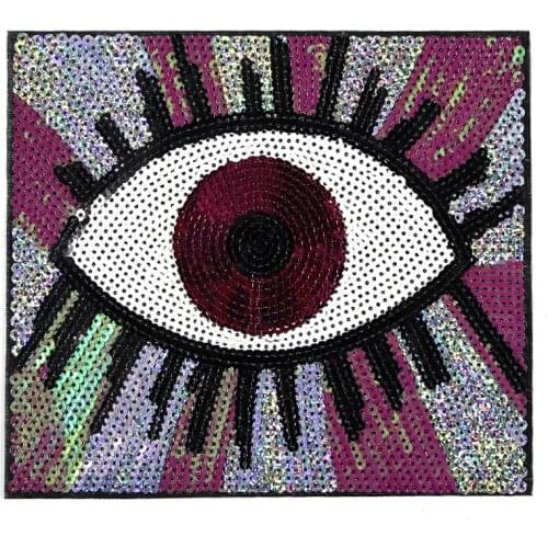 New Arrrival Eye Sequined iron on Patches for Clothes Large Eyeball Sequins Appliques Sewing DIY decals