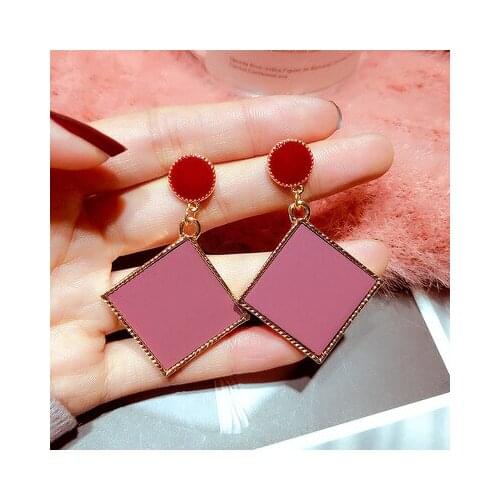 Square geometric creative new personality earrings pendant simple small fresh earrings acrylic earrings -S