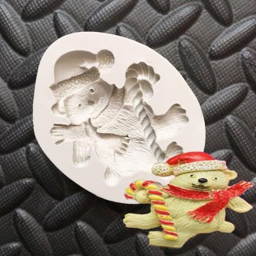 New Cute Christmas bear silicone mold cake decoration fondant cake DIY 3D mold food grade silicone mold Christmas series
