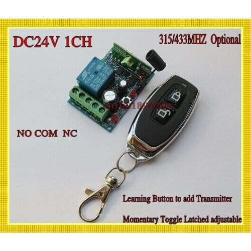 Remote Control Switches DC 24V remote switch 10A Relay NO COM NC Door Access Light LED Lamp Wireless Switch 315/433 Metal TX +RX