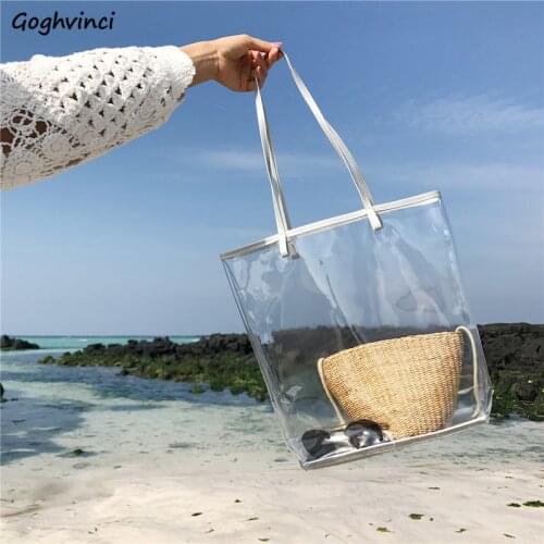 Transparent Nags Women Underarm Tote Bag Large Capacity Korean Style Travel Beach Leisure Ins Shoulder Brief Chic High Street
