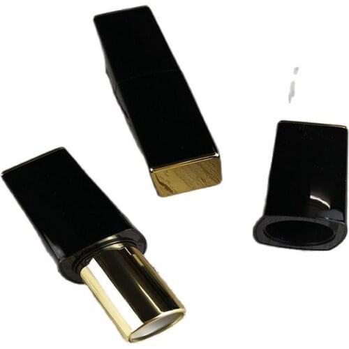 Empty Square Lipstick Tube 12.1mm Frosted Black Lipbalm Tube Bule Lipstick Container Empty Magnetic Buckle Lip Balm Tube 50pcs
