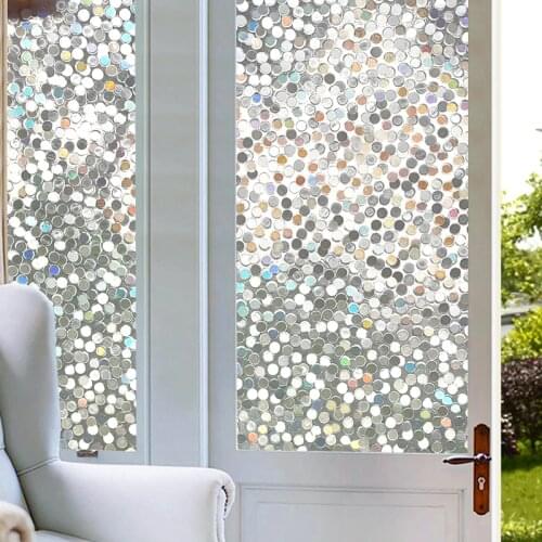 3D Clear Circle Decor Stained Glass Window Film Rainbow Effect Removable Self Adhesive Glass Sticker Static Cling Window Sticker