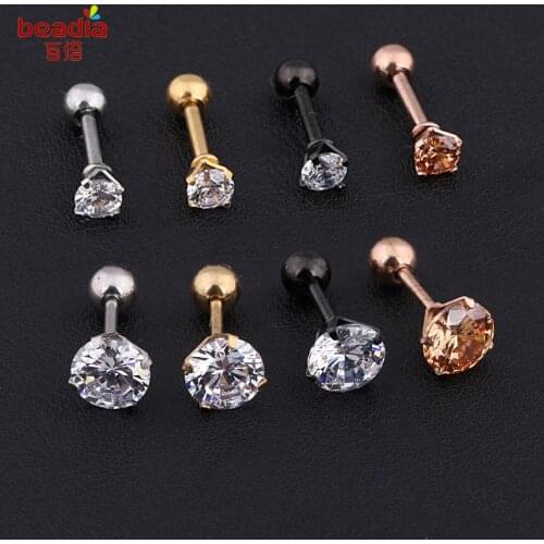 New Fashion 2pcs/bag Gold Silver color Crystal Cartilage Earring Helix ear Piercing Top Upper Body For Women & Men Jewelry