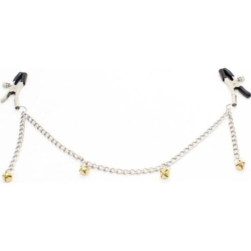 Adult Goods Bondage Breast Clips Shot Iron Chain Bell Chain Mimi Clips Couple Toys