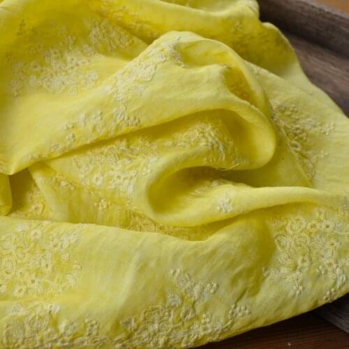 High quality ramie material Floret embroidery tissu High grade robe dress cheongsam fabric