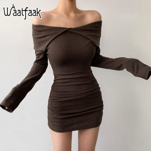 Модные трикотажные платья Waatfaak China At AliExpress