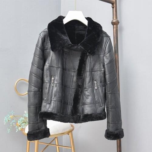 Sheep real Natural fur coat women clothes winter 2021 new arrival sheepskin coats genuine leather jacket grid style parka