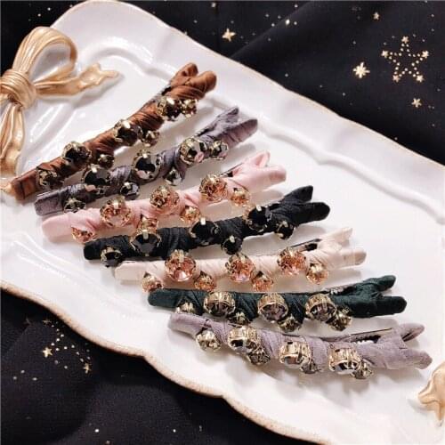 Bling Clover Crystal Hairpins Headwear for Women Girls Rhinestone Hair Clips Pins Barrette Styling Tools Accessories 4 colors