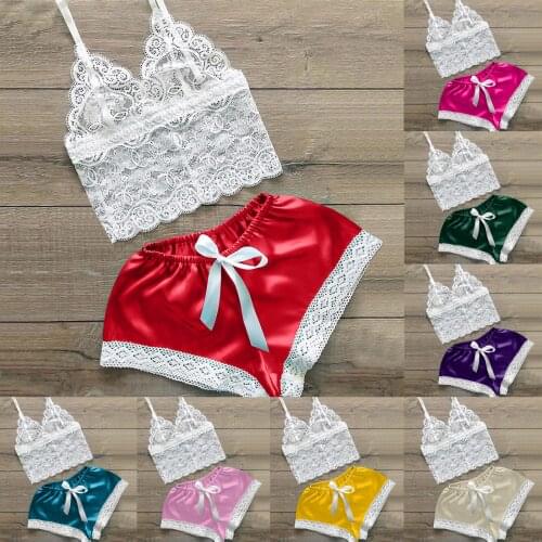 Ladies Sexy Lace Pajamas Set Womens Solid Color Sexy Pajamas Casual Comfortable Lace Pajamas Set нижнее белье женское 50