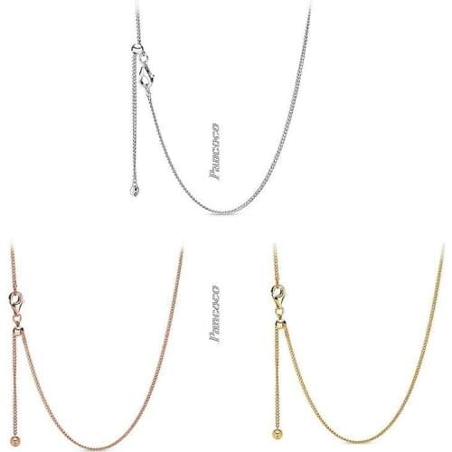 925 Sterling Silver Classic Rose Gold Optional Necklace For Women Wedding Party Gift Pandora Jewelry