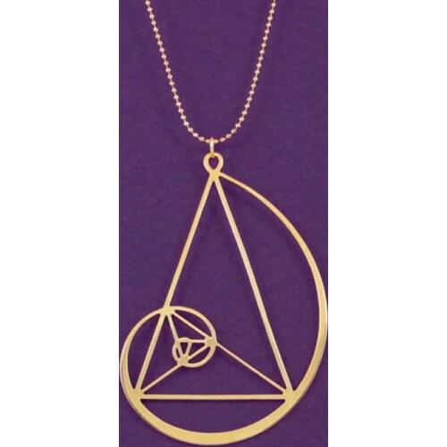 Golden spiral with golden triangle necklace Fibonacci pendant golden ratio free ship