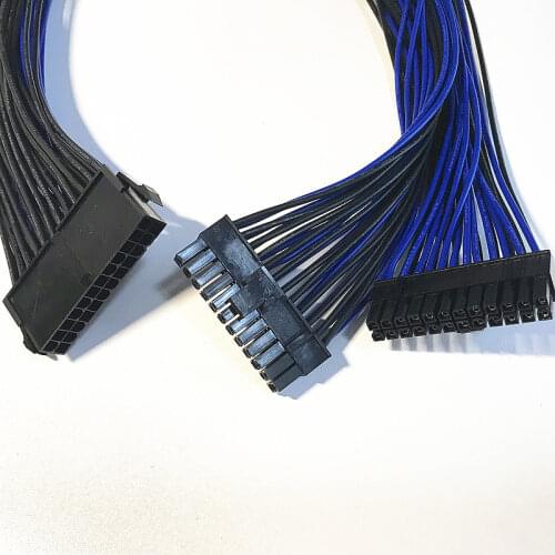 1pc 60cm 24Pin ATX 1 to 2 Power Supply Extension Cable 24P PSU Power Port Multiplier 24 Pin Male to Female Port Y Splitter Cable