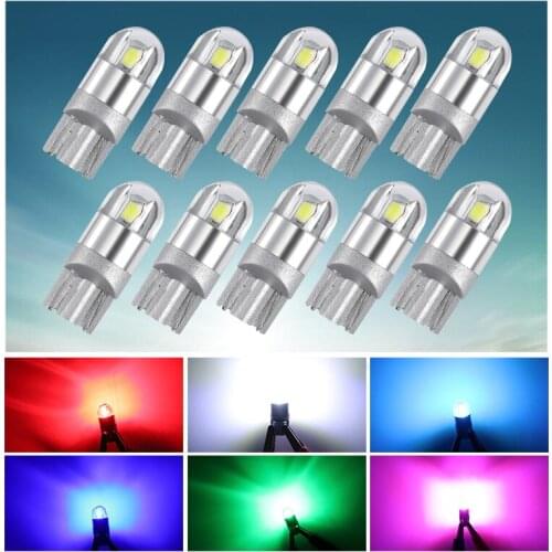 10 PCS Car LED Light T10 W5W 194 Bulbs 12V 3030 2 SMD Auto Trunk Dome Reading Lamp LED Door License Plate Lights Parking Bulb