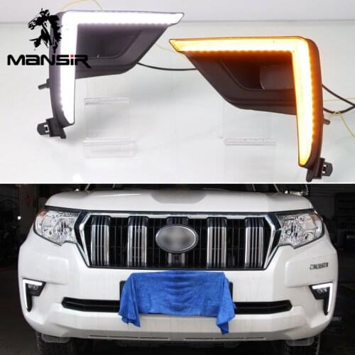 12V LED Daytime Running Light Daylight ABS Car DRL For Toyota Prado 150 FJ150 LC150 2018 2019 Dynamic Turn Yellow Signal Relay