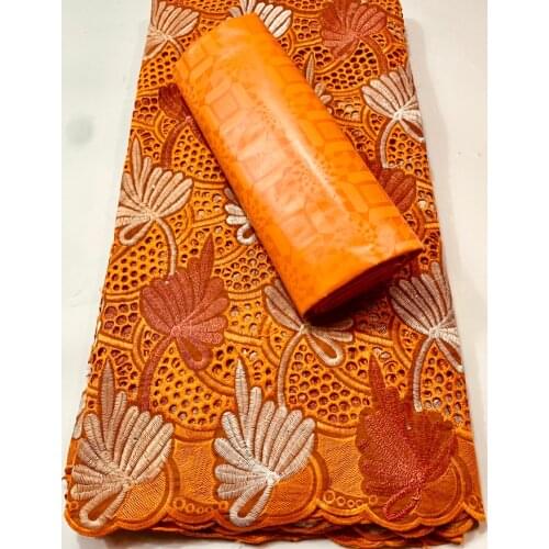 2.5+2.5yards/set African Bazin Riche Brode Fabric with Swiss Cotton Lace fabric 2021 Damask Guinea Brocade Lace Fabric VKM117